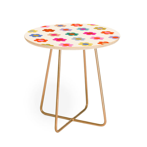 Daily Regina Designs Retro Floral Colorful Print Round Side Table