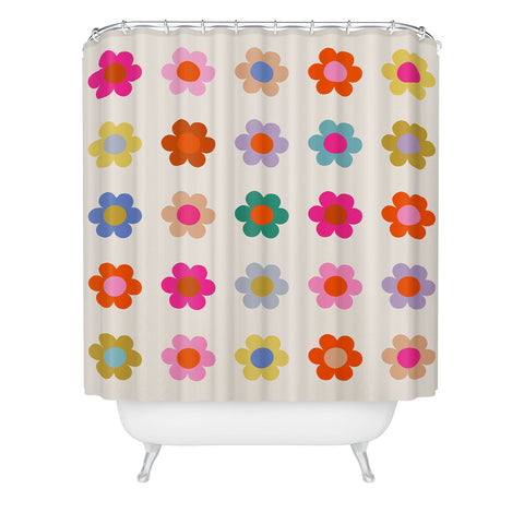 Daily Regina Designs Retro Floral Colorful Print Shower Curtain