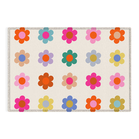 Daily Regina Designs Retro Floral Colorful Print Outdoor Rug