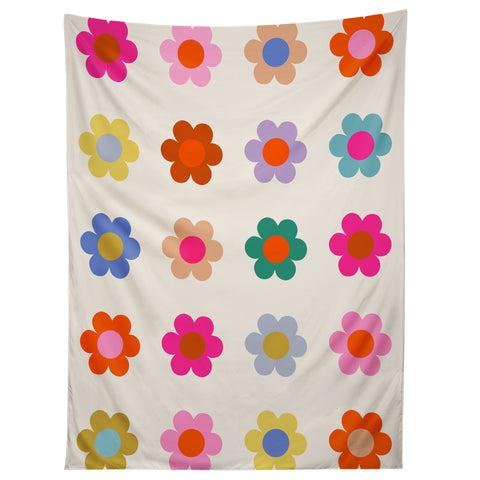 Daily Regina Designs Retro Floral Colorful Print Tapestry
