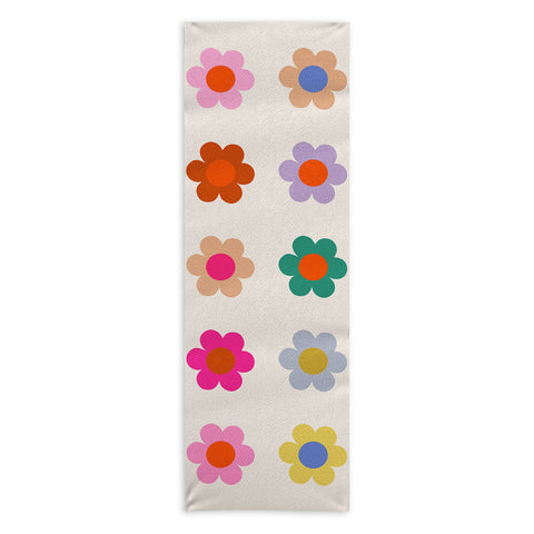 Daily Regina Designs Retro Floral Colorful Print Yoga Towel
