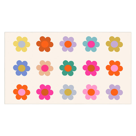 Daily Regina Designs Retro Floral Colorful Print Tablecloth