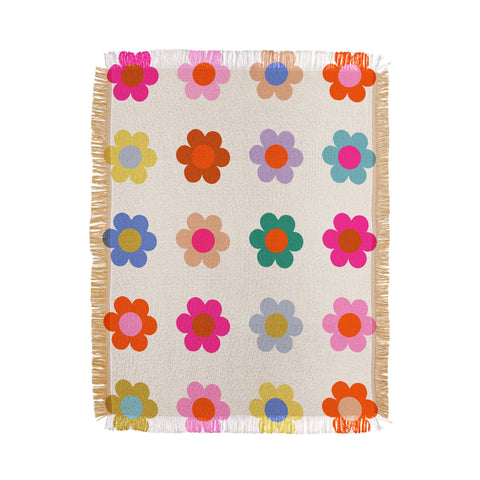 Daily Regina Designs Retro Floral Colorful Print Throw Blanket