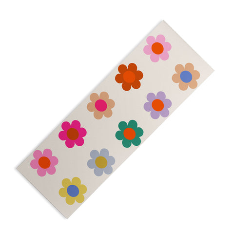 Daily Regina Designs Retro Floral Colorful Print Yoga Mat