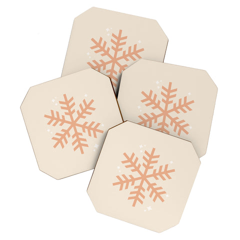 Daily Regina Designs Snowflake Boho Christmas Decor Coaster Set