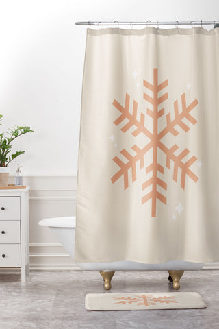 Daily Regina Designs Snowflake Boho Christmas Decor Shower Curtain And Mat