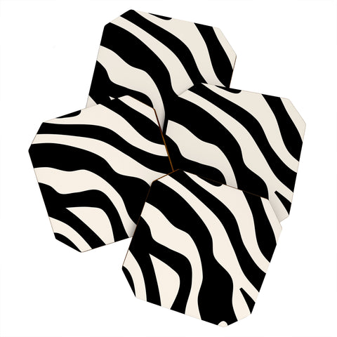 Daily Regina Designs Vintage Retro Abstract Black Coaster Set