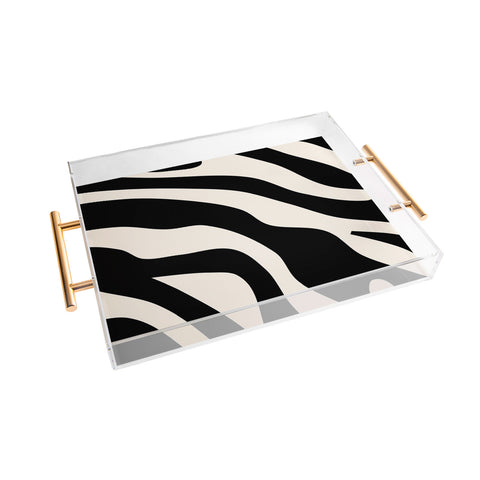 Daily Regina Designs Vintage Retro Abstract Black Acrylic Tray