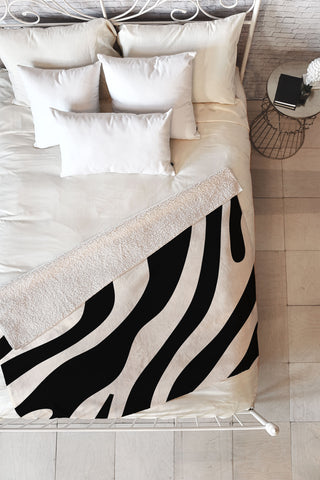 Daily Regina Designs Vintage Retro Abstract Black Fleece Throw Blanket