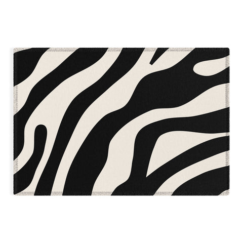 Daily Regina Designs Vintage Retro Abstract Black Outdoor Rug