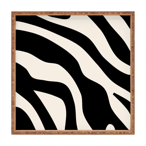 Daily Regina Designs Vintage Retro Abstract Black Square Tray