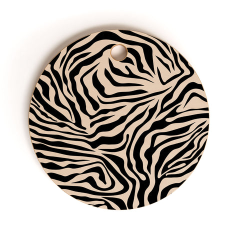 Daily Regina Designs Zebra Print Zebra Stripes Wild Cutting Board Round