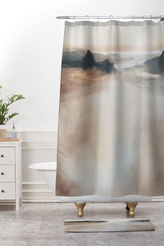 Dan Hobday Art Dawn Rest Shower Curtain And Mat