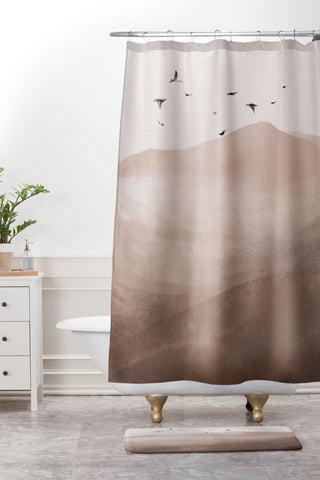 Dan Hobday Art Flight III Shower Curtain And Mat