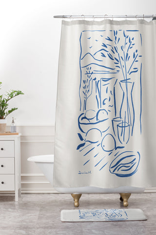 Dan Hobday Art Mediterranean View Shower Curtain And Mat