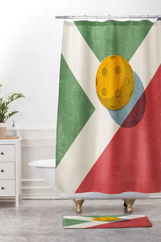 Daniel Coulmann BALLS Pickleball Shower Curtain And Mat