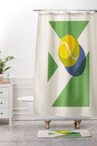 Daniel Coulmann BALLS Tennis grass court II Shower Curtain And Mat