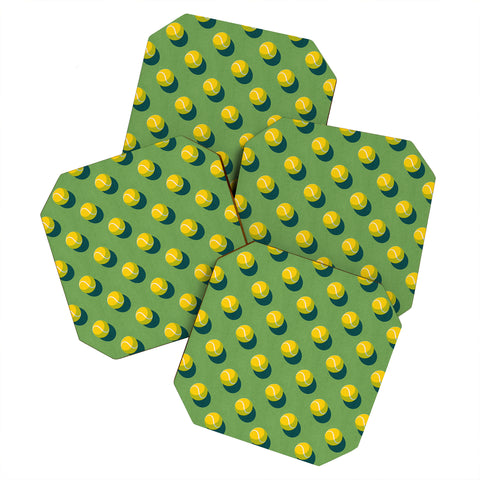 Daniel Coulmann BALLS Tennis grass court pattern Coaster Set