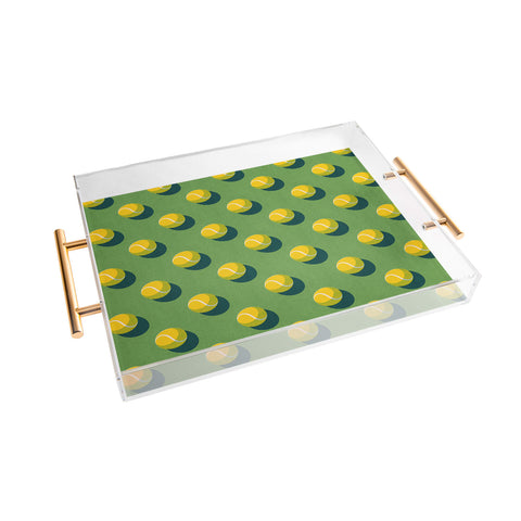 Daniel Coulmann BALLS Tennis grass court pattern Acrylic Tray