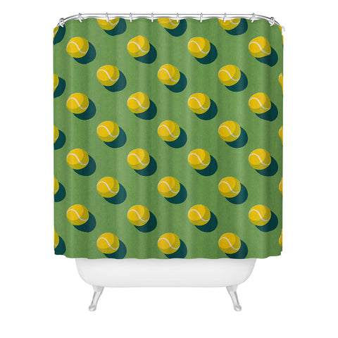 Daniel Coulmann BALLS Tennis grass court pattern Shower Curtain