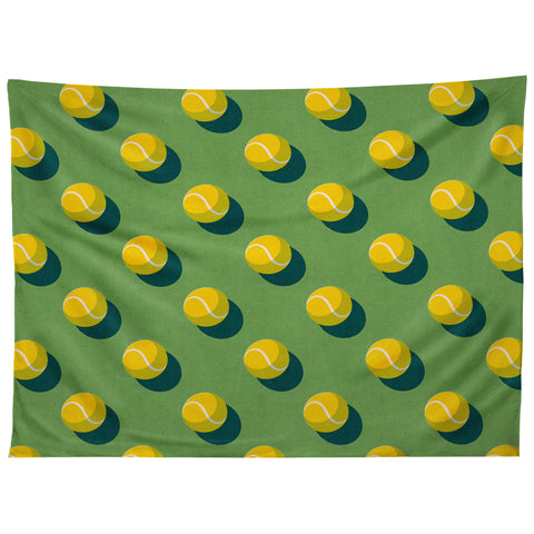 Daniel Coulmann BALLS Tennis grass court pattern Tapestry