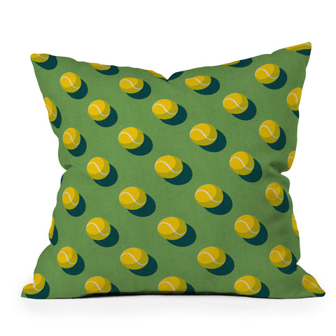 Daniel Coulmann BALLS Tennis grass court pattern Outdoor Throw Pillow