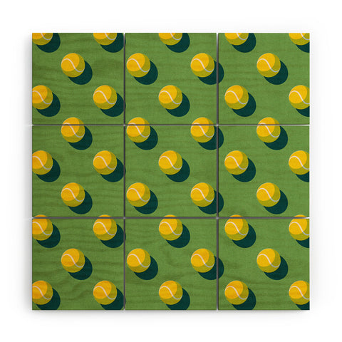 Daniel Coulmann BALLS Tennis grass court pattern Wood Wall Mural