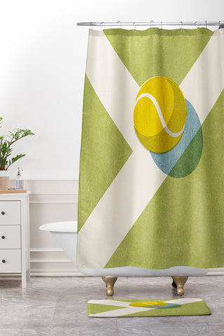 Daniel Coulmann BALLS Tennis Grass Court Shower Curtain And Mat