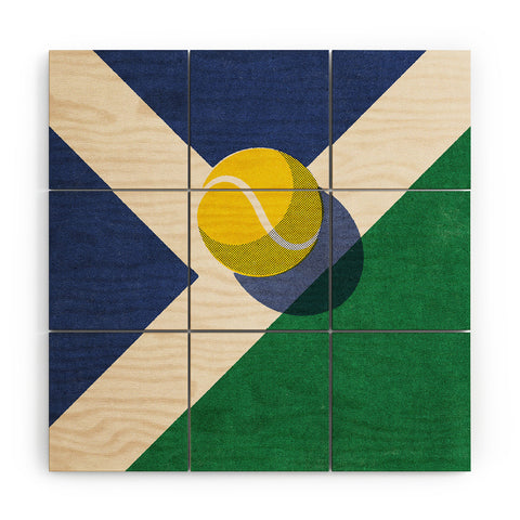 Daniel Coulmann BALLS Tennis hard court I Wood Wall Mural