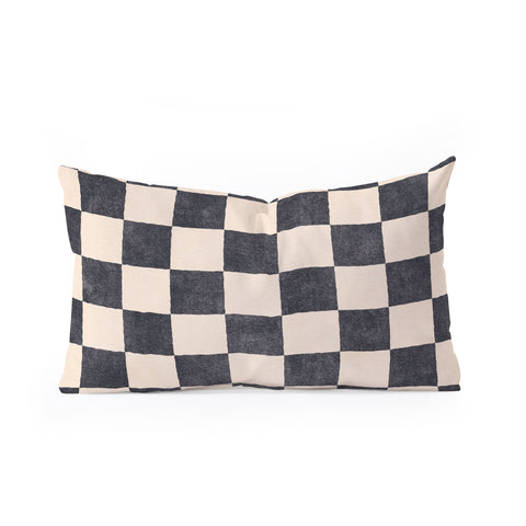 Daniel Coulmann CHECKER 001 Graphite Oblong Throw Pillow