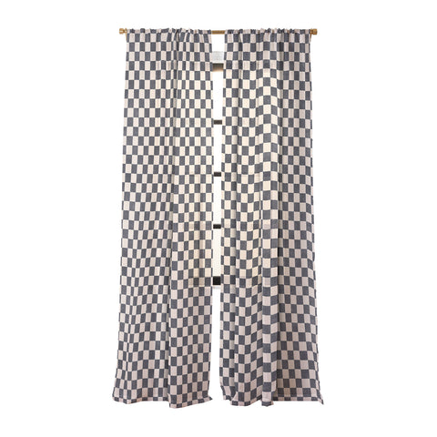 Daniel Coulmann CHECKER 001 Graphite Sheer Window Curtain