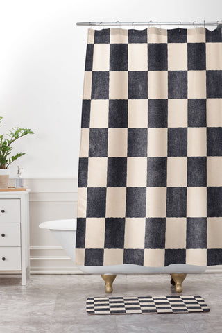 Daniel Coulmann CHECKER 001 Graphite Shower Curtain And Mat