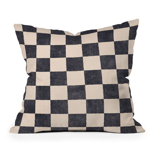 Daniel Coulmann CHECKER 001 Graphite Outdoor Throw Pillow
