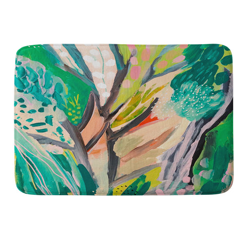 Danse de Lune tree and leaf abstract Memory Foam Bath Mat