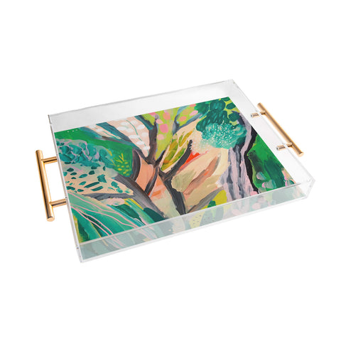 Danse de Lune tree and leaf abstract Acrylic Tray