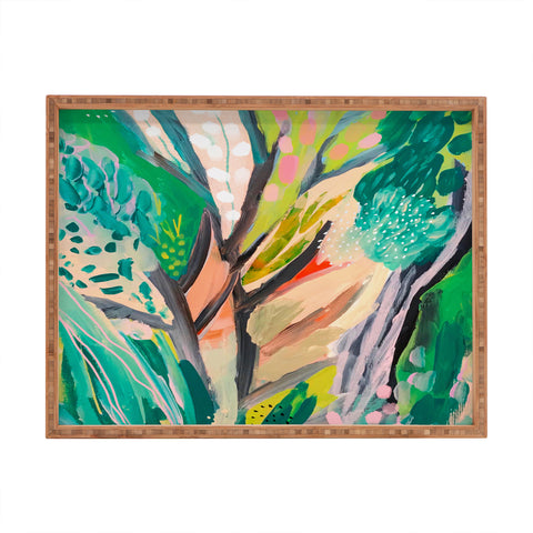 Danse de Lune tree and leaf abstract Rectangular Tray