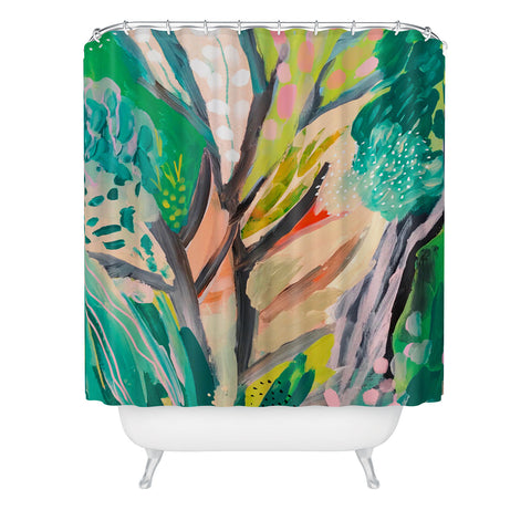 Danse de Lune tree and leaf abstract Shower Curtain