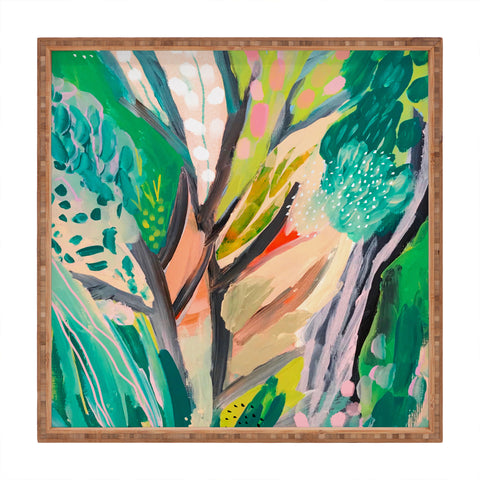 Danse de Lune tree and leaf abstract Square Tray