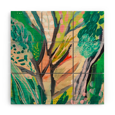 Danse de Lune tree and leaf abstract Wood Wall Mural