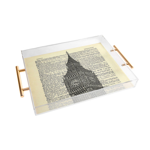 DarkIslandCity Big Ben on Dictionary Paper Acrylic Tray