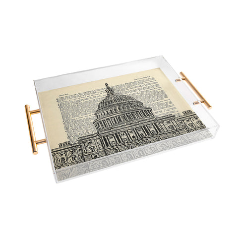DarkIslandCity Capitol Building On Dictionary Paper Acrylic Tray