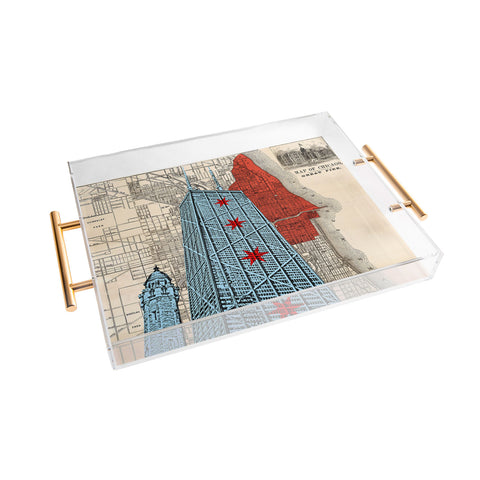 DarkIslandCity John Hancock Center With Great Fire Map Acrylic Tray