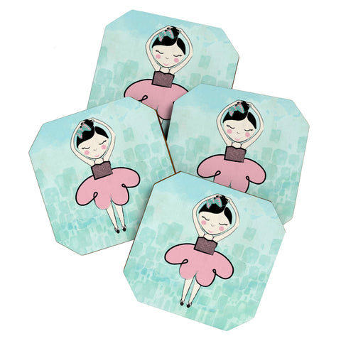 Dash and Ash Ballerina Heart Coaster Set