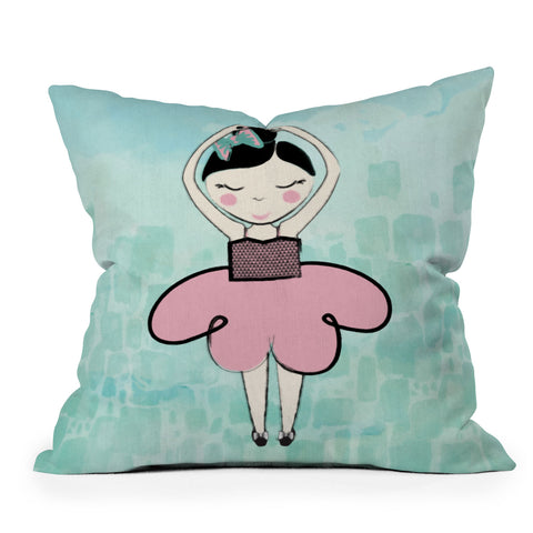 Dash and Ash Ballerina Heart Outdoor Throw Pillow