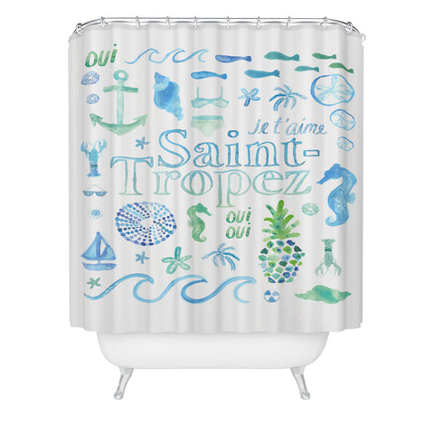 Dash and Ash Beach Collector Saint Tropez Shower Curtain