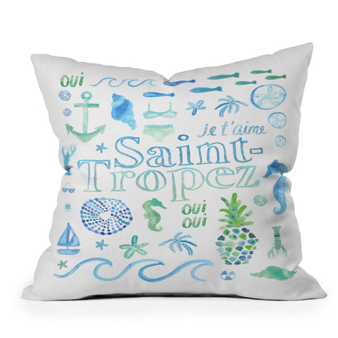 Dash and Ash Beach Collector Saint Tropez Outdoor Throw Pillow
