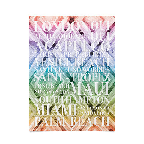 Dash and Ash Beach Day Rainbow Poster