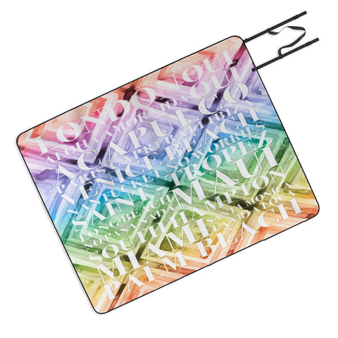 Dash and Ash Beach Day Rainbow Picnic Blanket