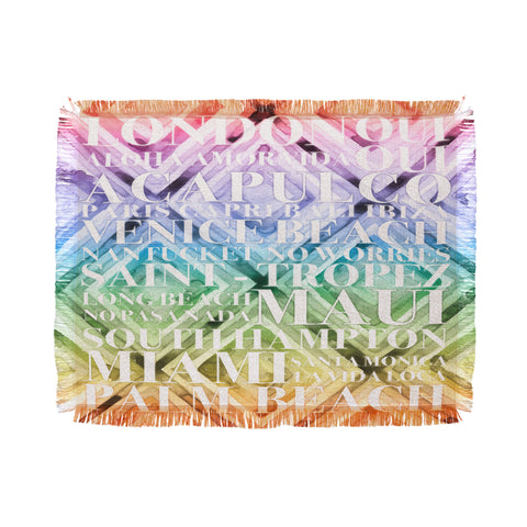 Dash and Ash Beach Day Rainbow Throw Blanket