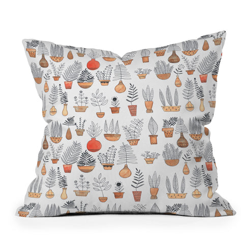 Dash and Ash Happy Plants Outdoor Throw Pillow